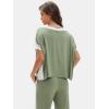 imageEXLURA Womens Summer 2 Piece Outfits Color Block Short Sleeve Tops Tracksuit Wide Leg Pants Matching Set Lounge Sets 2025Grey Green
