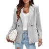 imageEXLURA Womens Business Casual Blazers Lightweight Long Sleeve Knit Lapel Loose Fit Work Office Suit Jackets with Pocket 2025Light Grey