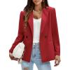 imageEXLURA Womens Business Casual Blazers Lightweight Long Sleeve Knit Lapel Loose Fit Work Office Suit Jackets with Pocket 2025Red