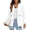 imageEXLURA Womens Business Casual Blazers Lightweight Long Sleeve Knit Lapel Loose Fit Work Office Suit Jackets with Pocket 2025White