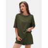 imageEXLURA Womens Casual Summer 2 Piece Sets 100 Cotton Short Sleeve Tshirt and Shorts Matching Sweatsuits Lounge Set 2025Army Green