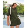 imageEXLURA Womens Casual Summer 2 Piece Sets 100 Cotton Short Sleeve Tshirt and Shorts Matching Sweatsuits Lounge Set 2025Army Green