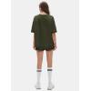 imageEXLURA Womens Casual Summer 2 Piece Sets 100 Cotton Short Sleeve Tshirt and Shorts Matching Sweatsuits Lounge Set 2025Army Green