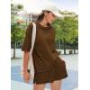 imageEXLURA Womens Casual Summer 2 Piece Sets 100 Cotton Short Sleeve Tshirt and Shorts Matching Sweatsuits Lounge Set 2025Brown