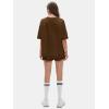 imageEXLURA Womens Casual Summer 2 Piece Sets 100 Cotton Short Sleeve Tshirt and Shorts Matching Sweatsuits Lounge Set 2025Brown