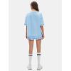 imageEXLURA Womens Casual Summer 2 Piece Sets 100 Cotton Short Sleeve Tshirt and Shorts Matching Sweatsuits Lounge Set 2025Light Blue