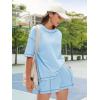 imageEXLURA Womens Casual Summer 2 Piece Sets 100 Cotton Short Sleeve Tshirt and Shorts Matching Sweatsuits Lounge Set 2025Light Blue