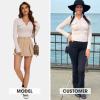 imageEXLURA Womens 2025 Spring Long Sleeve Henley T Shirts Button Ribbed Knit Slim Fit Casual Basic TopsApricot