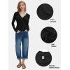 imageEXLURA Womens 2025 Spring Long Sleeve Henley T Shirts Button Ribbed Knit Slim Fit Casual Basic TopsBlack