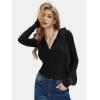 imageEXLURA Womens 2025 Spring Long Sleeve Henley T Shirts Button Ribbed Knit Slim Fit Casual Basic TopsBlack