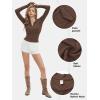 imageEXLURA Womens 2025 Spring Long Sleeve Henley T Shirts Button Ribbed Knit Slim Fit Casual Basic TopsBrown