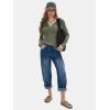 imageEXLURA Womens 2025 Spring Long Sleeve Henley T Shirts Button Ribbed Knit Slim Fit Casual Basic TopsGrey Green