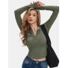 imageEXLURA Womens 2025 Spring Long Sleeve Henley T Shirts Button Ribbed Knit Slim Fit Casual Basic TopsGrey Green