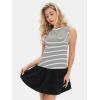 imageEXLURA Womens Summer Sleeveless Sundress 2025 Casual Striped Patchwork Mini Tank Dress with PocketsApricot Black