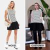 imageEXLURA Womens Summer Sleeveless Sundress 2025 Casual Striped Patchwork Mini Tank Dress with PocketsApricot Black