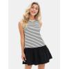 imageEXLURA Womens Summer Sleeveless Sundress 2025 Casual Striped Patchwork Mini Tank Dress with PocketsApricot Black