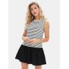 imageEXLURA Womens Summer Sleeveless Sundress 2025 Casual Striped Patchwork Mini Tank Dress with PocketsApricot Black