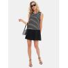 imageEXLURA Womens Summer Sleeveless Sundress 2025 Casual Striped Patchwork Mini Tank Dress with PocketsBlack Apricot