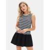 imageEXLURA Womens Summer Sleeveless Sundress 2025 Casual Striped Patchwork Mini Tank Dress with PocketsGrey Blue