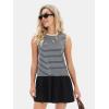 imageEXLURA Womens Summer Sleeveless Sundress 2025 Casual Striped Patchwork Mini Tank Dress with PocketsGrey Blue