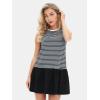 imageEXLURA Womens Summer Sleeveless Sundress 2025 Casual Striped Patchwork Mini Tank Dress with PocketsGrey Blue
