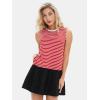 imageEXLURA Womens Summer Sleeveless Sundress 2025 Casual Striped Patchwork Mini Tank Dress with PocketsRed White