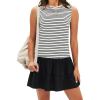 imageEXLURA Womens Summer Sleeveless Sundress 2025 Casual Striped Patchwork Mini Tank Dress with PocketsApricot Black
