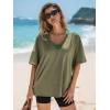 imageEXLURA Womens Casual Oversized V Neck TShirts Tops Reversible Athletic Workout Crew Neck Fashion Trendy TeeArmy Green