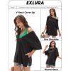 imageEXLURA Womens Casual Oversized V Neck TShirts Tops Reversible Athletic Workout Crew Neck Fashion Trendy TeeBlack