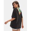 imageEXLURA Womens Casual Oversized V Neck TShirts Tops Reversible Athletic Workout Crew Neck Fashion Trendy TeeBlack