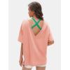 imageEXLURA Womens Casual Oversized V Neck TShirts Tops Reversible Athletic Workout Crew Neck Fashion Trendy TeePink