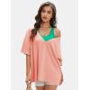 imageEXLURA Womens Casual Oversized V Neck TShirts Tops Reversible Athletic Workout Crew Neck Fashion Trendy TeePink