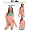 imageEXLURA Womens Casual Oversized V Neck TShirts Tops Reversible Athletic Workout Crew Neck Fashion Trendy TeePink