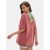imageEXLURA Womens Casual Oversized V Neck TShirts Tops Reversible Athletic Workout Crew Neck Fashion Trendy TeeRed