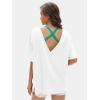 imageEXLURA Womens Casual Oversized V Neck TShirts Tops Reversible Athletic Workout Crew Neck Fashion Trendy TeeWhite
