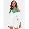 imageEXLURA Womens Casual Oversized V Neck TShirts Tops Reversible Athletic Workout Crew Neck Fashion Trendy TeeWhite