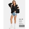 imageEXLURA Womens Oversized V Neck Henley Shirt Patchwork 2024 Color Block Sweatshirt Long Sleeve Button Pullover Tunic TopsBlack