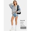 imageEXLURA Womens Oversized V Neck Henley Shirt Patchwork 2024 Color Block Sweatshirt Long Sleeve Button Pullover Tunic TopsGrey