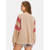 imageEXLURA Womens Oversized V Neck Henley Shirt Patchwork 2024 Color Block Sweatshirt Long Sleeve Button Pullover Tunic TopsKhaki