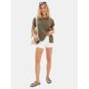 imageEXLURA Womens Summer Oversized Tops Short Sleeve Crewneck Waffle Shirts Casual Blouses Loose Tunic Fashion 2025Army Green