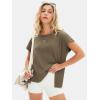 imageEXLURA Womens Summer Oversized Tops Short Sleeve Crewneck Waffle Shirts Casual Blouses Loose Tunic Fashion 2025Army Green