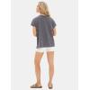 imageEXLURA Womens Summer Oversized Tops Short Sleeve Crewneck Waffle Shirts Casual Blouses Loose Tunic Fashion 2025Dark Grey