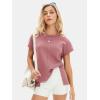 imageEXLURA Womens Summer Oversized Tops Short Sleeve Crewneck Waffle Shirts Casual Blouses Loose Tunic Fashion 2025Grey Purple