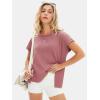 imageEXLURA Womens Summer Oversized Tops Short Sleeve Crewneck Waffle Shirts Casual Blouses Loose Tunic Fashion 2025Grey Purple