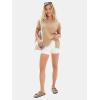 imageEXLURA Womens Summer Oversized Tops Short Sleeve Crewneck Waffle Shirts Casual Blouses Loose Tunic Fashion 2025Khaki