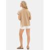 imageEXLURA Womens Summer Oversized Tops Short Sleeve Crewneck Waffle Shirts Casual Blouses Loose Tunic Fashion 2025Khaki