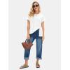 imageEXLURA Womens Summer Oversized Tops Short Sleeve Crewneck Waffle Shirts Casual Blouses Loose Tunic Fashion 2025White