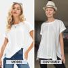 imageEXLURA Womens Summer Oversized Tops Short Sleeve Crewneck Waffle Shirts Casual Blouses Loose Tunic Fashion 2025White