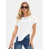 imageEXLURA Womens Summer Oversized Tops Short Sleeve Crewneck Waffle Shirts Casual Blouses Loose Tunic Fashion 2025White
