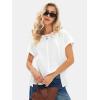 imageEXLURA Womens Summer Oversized Tops Short Sleeve Crewneck Waffle Shirts Casual Blouses Loose Tunic Fashion 2025White